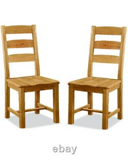 Pair of Oakvale Slatted Back Chairs with Wooden Seats / Solid Wood Dining Chairs