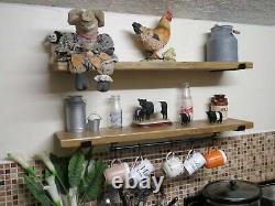 Pair of handmade Reclaimed Rustic Wooden Scaffold Board Shelves Industrial Shelf
