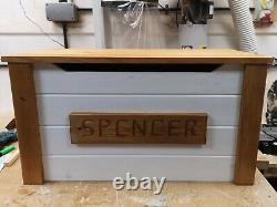 Personalised wooden toy box 4 SIZES white grey GUARANTEED CHRISTMAS DELIVERY