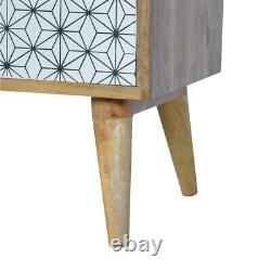 Prima Bedside Table with Open Slot, Two Drawers and Scandi Geometric Design