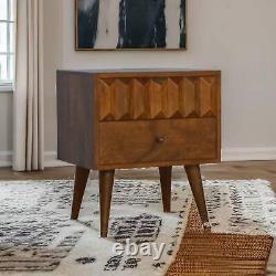 Prism Design Wooden Bedside Cabinet in Choice of Chestnut or Oak Finish