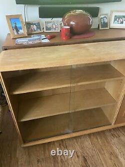 Quality Large Vintage / Retro Light Oak Priory Bookcase / Display / Cupboard
