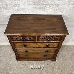 Quality Vintage Jaycee Tudor Style Solid Veneer Oak Wood 2/3 Chest Of Drawers