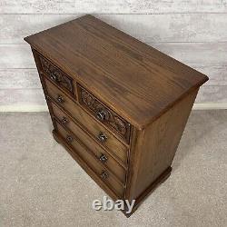 Quality Vintage Jaycee Tudor Style Solid Veneer Oak Wood 2/3 Chest Of Drawers