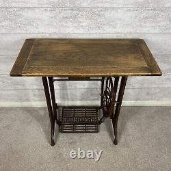 Quality Vintage Refurb Singer Sewing Base Solid Oak Wood Hallway Console Table