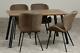 Quebec Straight Edge Dining Set Table Medium Oak Effect/black/brown Faux Leather