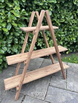 RUSTIC STEP LADDER SHELF Portable Wedding, garden, shop retail, market display