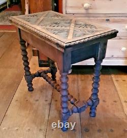 Rare Antique Carved Oak Folding Card Games Table DELIVERY POSSIBLE