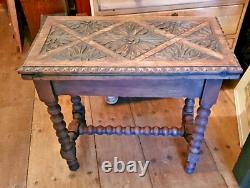 Rare Antique Carved Oak Folding Card Games Table DELIVERY POSSIBLE