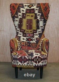Rare Pair Of Rrp £18,000 2007 George Smith Kilim Tom Dixon Wing Back Armchairs
