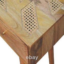 Rattan Console Table 2 Drawers Light Finish Solid Wood Hallway Side Unit Seeley