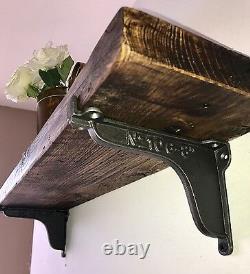 Reclaimed Scaffold Board Shelf Industrial Shelving Rustic Solid Wood & Brackets