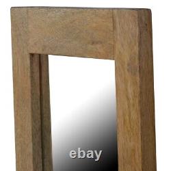 Rectangular Solid Mango Wooden Oak-ish Finished Country Style Framed Wall Mirror