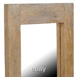 Rectangular Solid Mango Wooden Oak-ish Finished Country Style Framed Wall Mirror