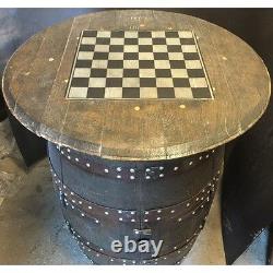 Recycled Solid Oak Whisky Barrel Drinks Cabinet CaskBrodie Balmoral Chess Board