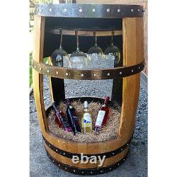 Recycled Solid Oak Whisky Keg The Charlotte Drinks Table and Glass Holder Cask