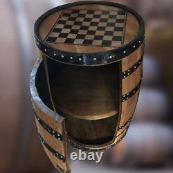 Recycled Solid Wooden Oak Whisky Barrel Balmoral Chess Board Drinks Cabinet