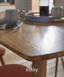 Retro Peyton Oak Large Dining Table 4 Soft Velvet Blush Chairs Dining Furniture