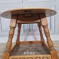 Retro Vintage Round Side Coffee Table Solid Wood Coffee / Lamp Elm Antique