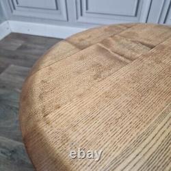 Retro Vintage Round Side Coffee Table Solid Wood Coffee / Lamp Elm Antique