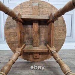 Retro Vintage Round Side Coffee Table Solid Wood Coffee / Lamp Elm Antique