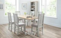 Richmond Flip-top Dining Set Table & 6 Chairs Grey and Oak 2 Man Home Del