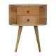 Round Bedside Table With 2 Drawers Solid Mango Wood Scandi Nightstand Molina