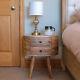 Round Bedside Table With 2 Drawers Solid Wood Scandinavian Stand Molina