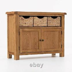 Rustic Oak Sideboard Storage Baskets 2 Doors Zelah Solid Wood Waxed Furniture