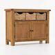 Rustic Oak Sideboard Storage Baskets 2 Doors Zelah Solid Wood Waxed Furniture