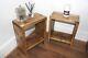 Rustic Solid Wood Pair Of Side Tables Handmade 50cm High Bedside Lamp End Table