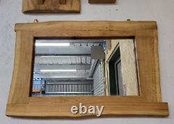 Rustic-like Oak Framed Mirror Hand made Furniture, Natural Finish