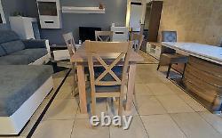 SET of extending dining table and 4 solid wood chairs SMALL & STRONG Kam03