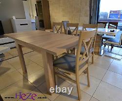 SET of extending dining table and 4 solid wood chairs SMALL & STRONG Kam03