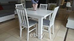 SET of extending dining table and 4 solid wood chairs white, small&great! 110cm