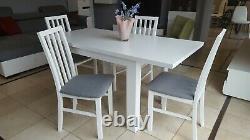 SET of extending dining table and 4 solid wood chairs white, small&great! 110cm