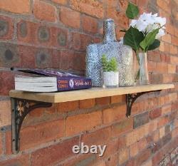 SOLID OAK WOOD HANDMADE SHELVES rustic Shelf cast iron shelf brackets