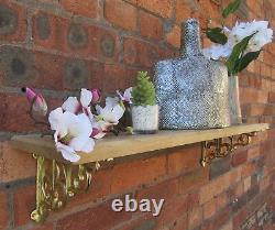 SOLID OAK WOOD HANDMADE SHELVES rustic Shelf cast iron shelf brackets