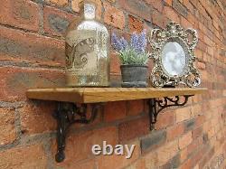 SOLID OAK WOOD HANDMADE SHELVES rustic Shelf cast iron shelf brackets