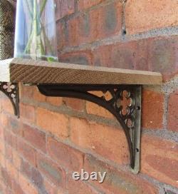 SOLID OAK WOOD HANDMADE SHELVES rustic Shelf cast iron shelf brackets