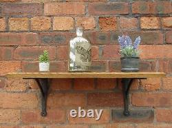 SOLID OAK WOOD HANDMADE SHELVES rustic Shelf cast iron shelf brackets