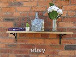 SOLID OAK WOOD HANDMADE SHELVES rustic Shelf cast iron shelf brackets