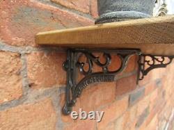 SOLID OAK WOOD HANDMADE SHELVES rustic Shelf cast iron shelf brackets