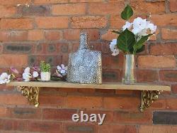 SOLID OAK WOOD HANDMADE SHELVES rustic Shelf cast iron shelf brackets