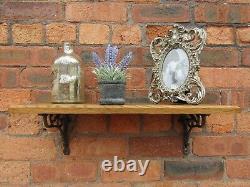 SOLID OAK WOOD HANDMADE SHELVES rustic Shelf cast iron shelf brackets