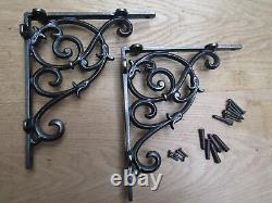 SOLID OAK WOOD HANDMADE SHELVES rustic Shelf cast iron shelf brackets