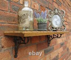 SOLID OAK WOOD HANDMADE SHELVES rustic Shelf cast iron shelf brackets