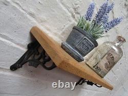 SOLID OAK WOOD HANDMADE SHELVES rustic wooden Shelf cast iron shelf brackets