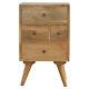 Scandi Bedside Table Solid Mango Wood 4 Drawers Compact Side Nightstand Storage