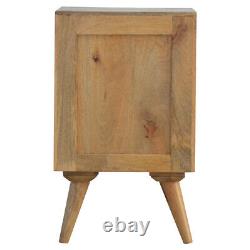 Scandi Bedside Table Solid Mango Wood 4 Drawers Compact Side Nightstand Storage